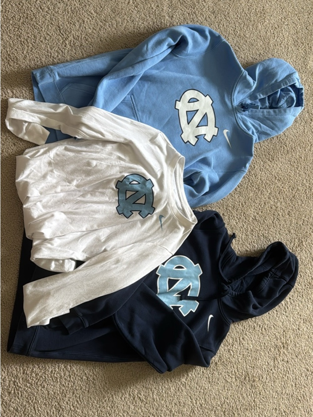 UNC Nike Hoodies in Light Blue, White, Navy